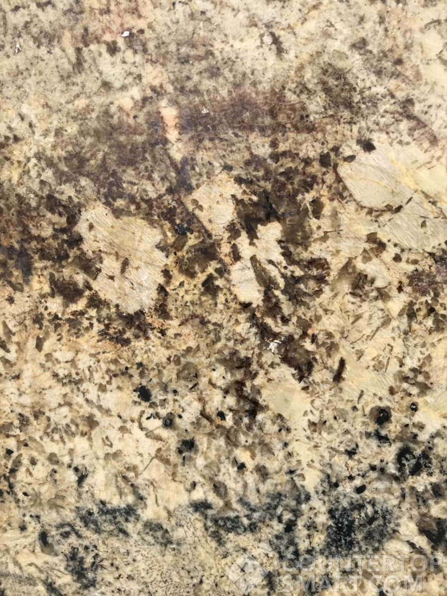 Closeup image of Neptune Bordeaux Granite countertop slab