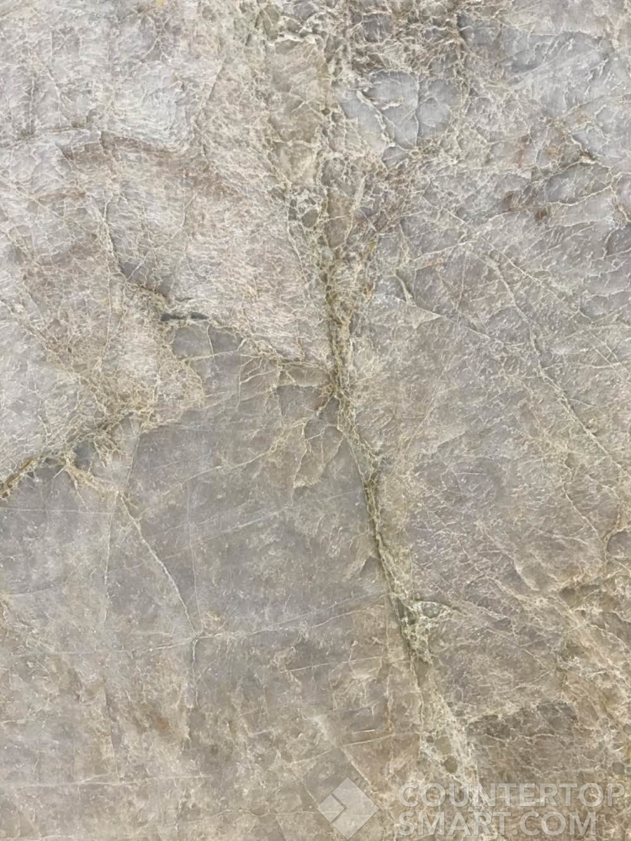 Closeup image of Taj Mahal Grey Quartzite countertop slab