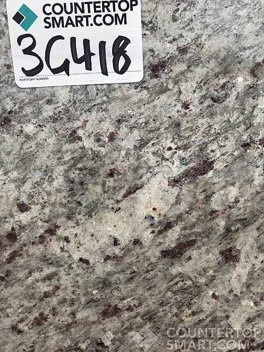 Closeup image of Moon White Grey Granite countertop slab