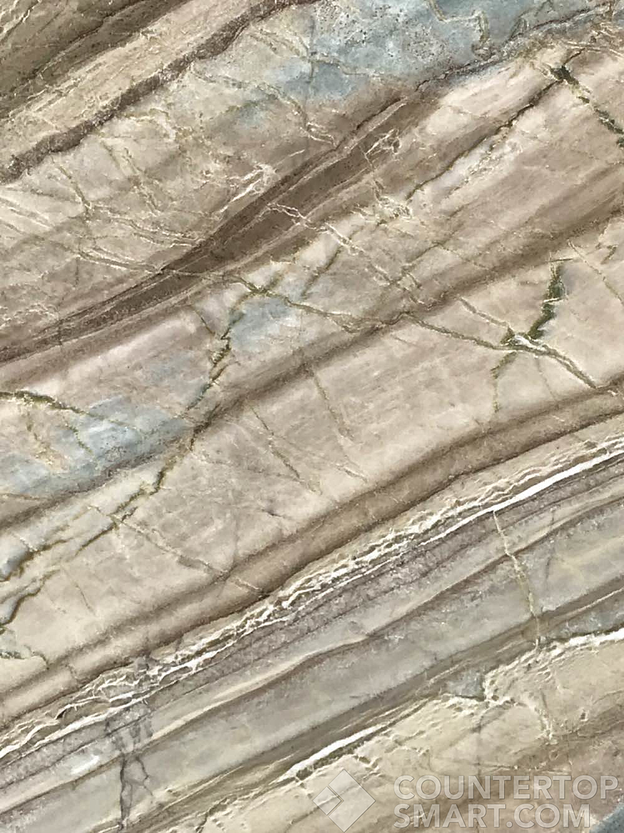 Closeup image of Obsolete Remnants Marble countertop slab
