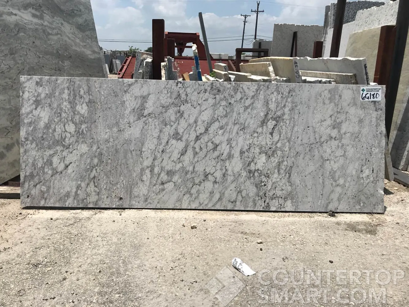 Full image of Thunder White Granite countertop slab