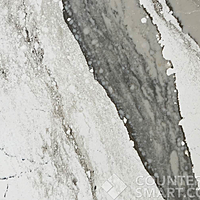 Closeup image of Cambria Skara Brae White Quartz countertop slab