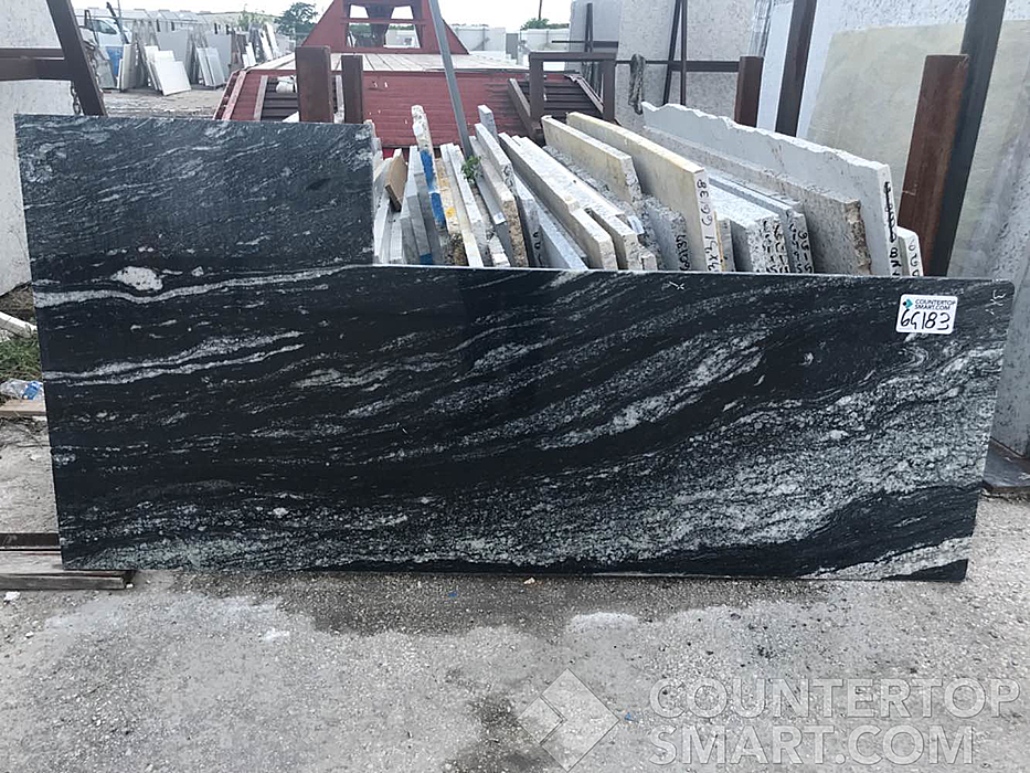 Full image of Cosmic Black Granite countertop slab