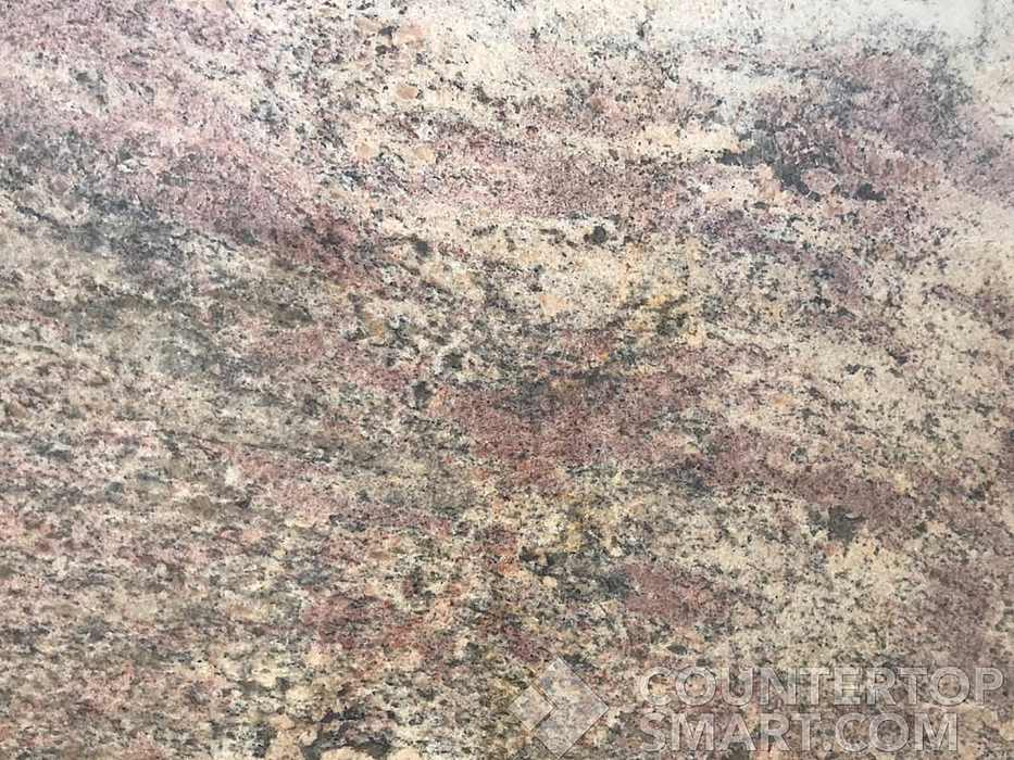 Closeup image of Typhoon Bordeaux Brown Granite countertop slab