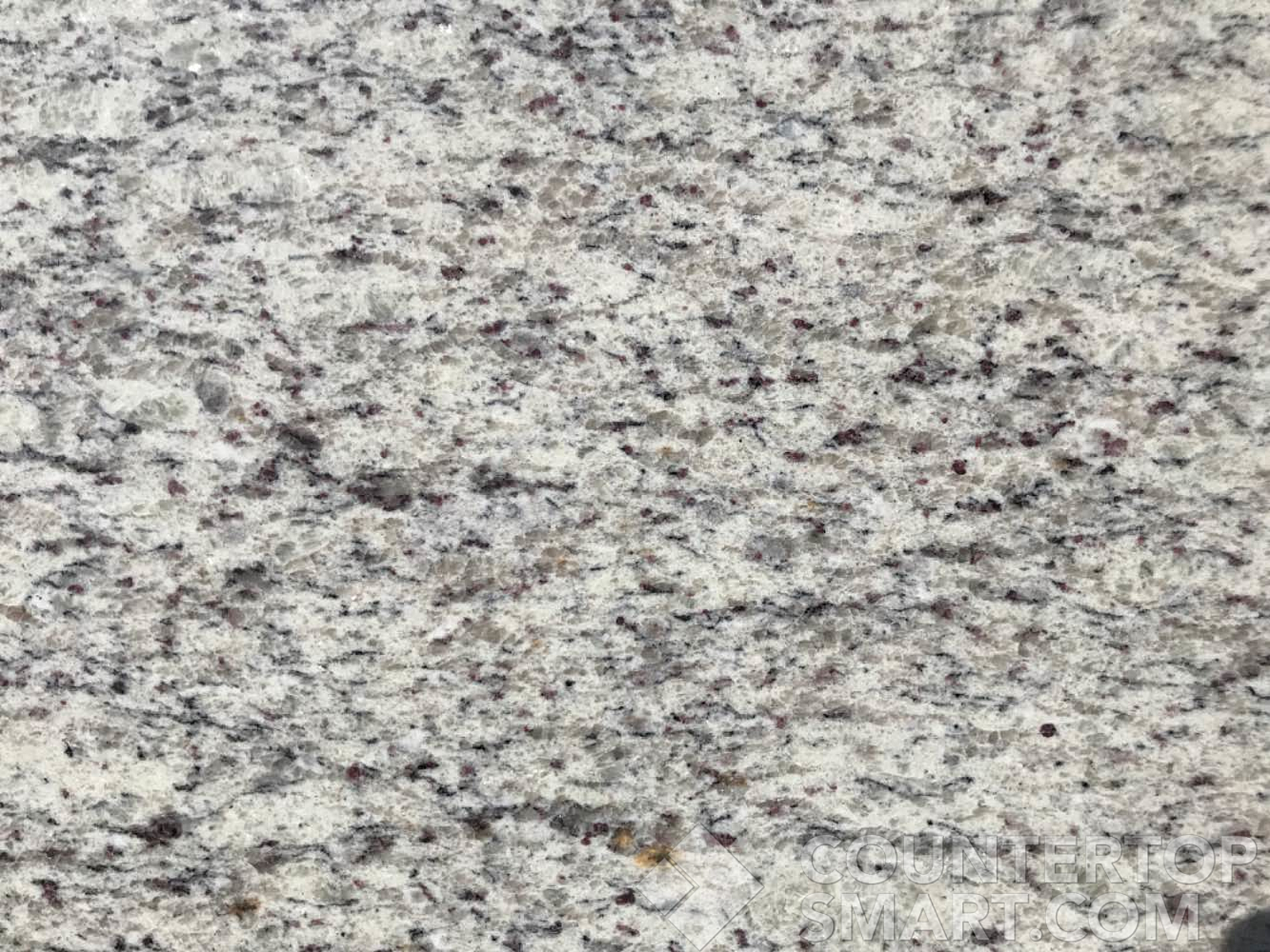 Closeup image of River White Granite countertop slab