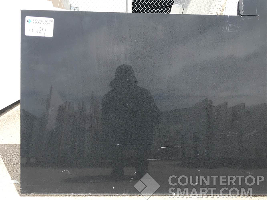 Full image of Caesarstone Jet Black Quartz countertop slab