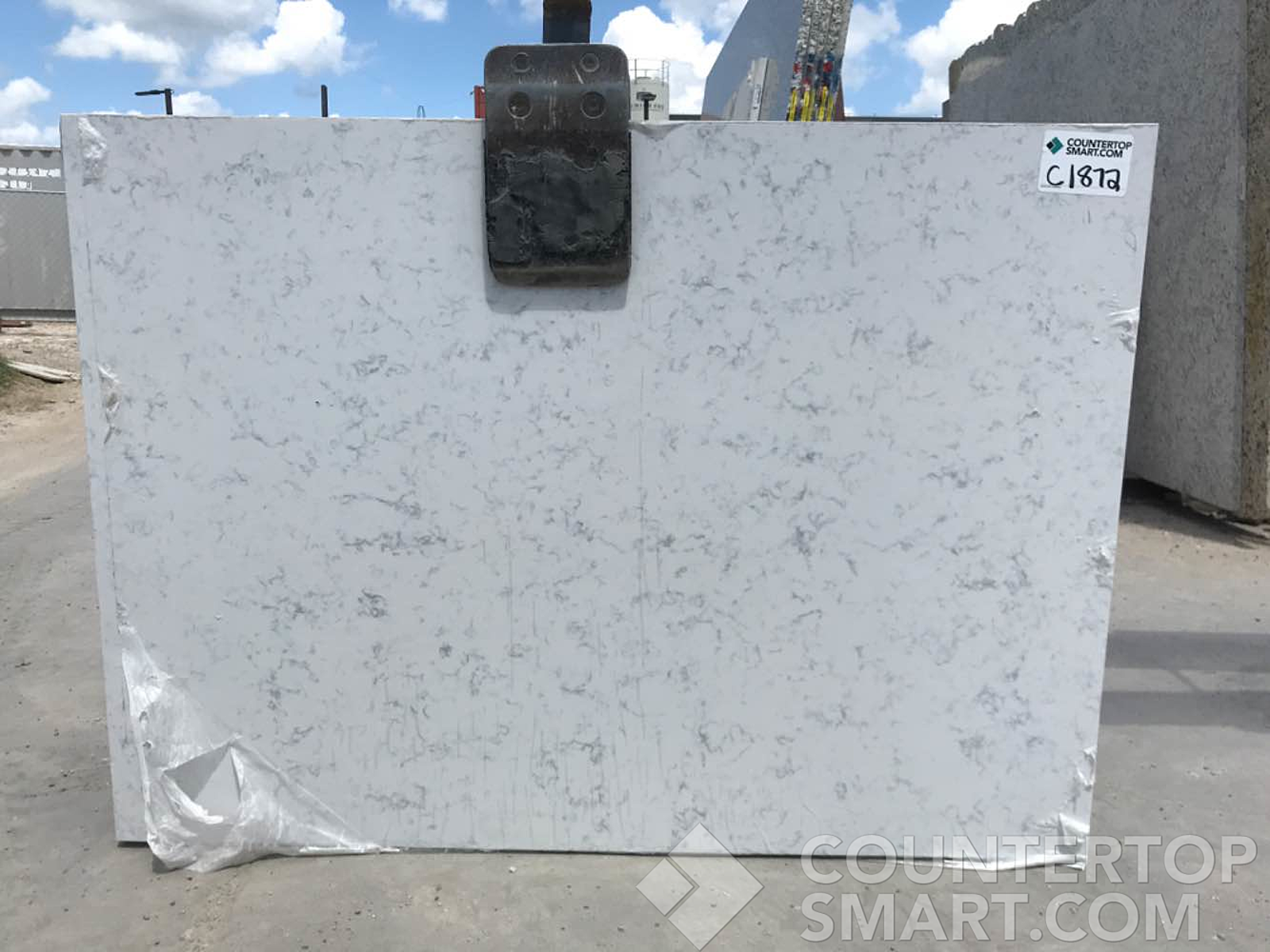 Full image of AmeriQuartz Carrara Grey Quartz countertop slab