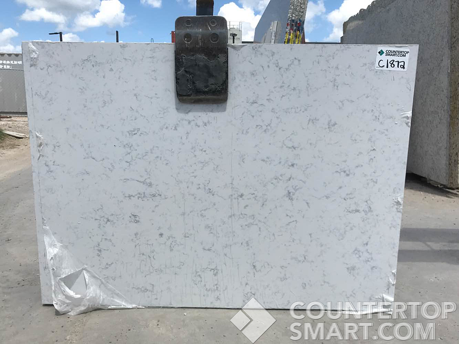 Full image of AmeriQuartz Carrara Grey Quartz countertop slab