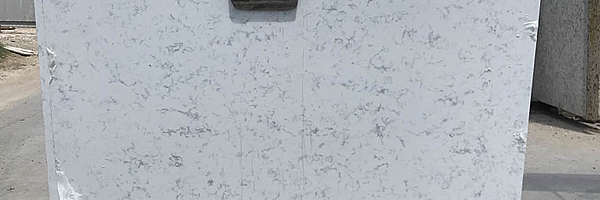Full image of AmeriQuartz Carrara Grey Quartz countertop slab