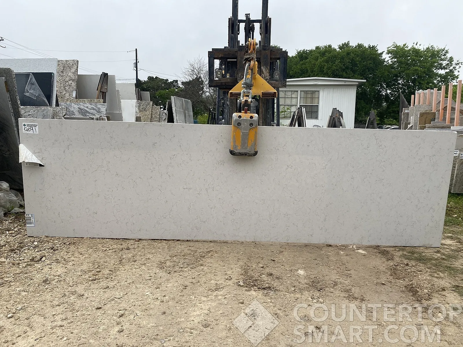 Full image of Silestone Lagoon White Quartz countertop slab
