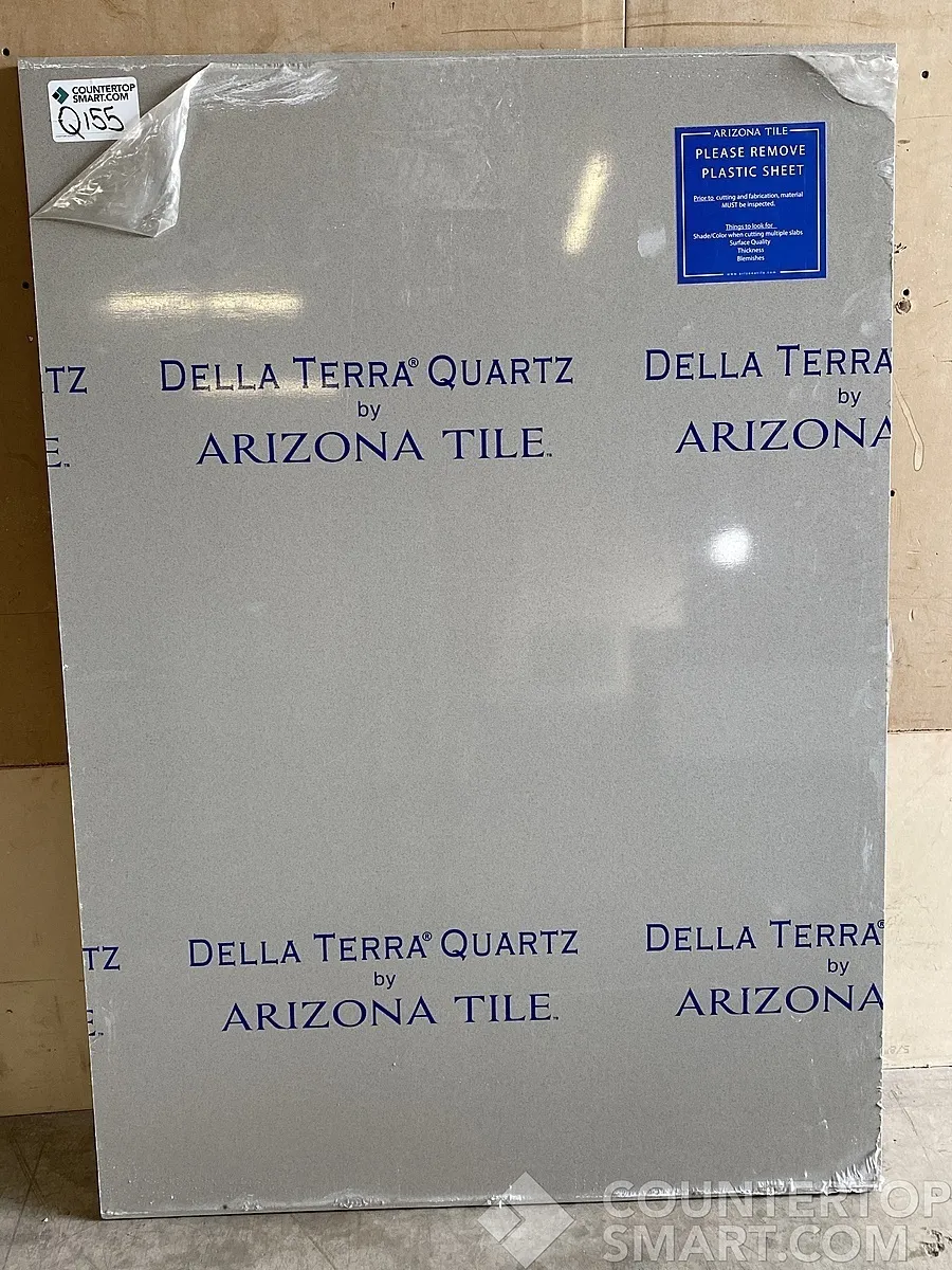 Full image of Della Terra Hail Grey Quartz countertop slab
