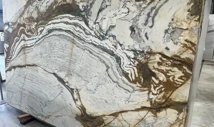 Image of Calacatta Picasso Cream Marble countertop slab