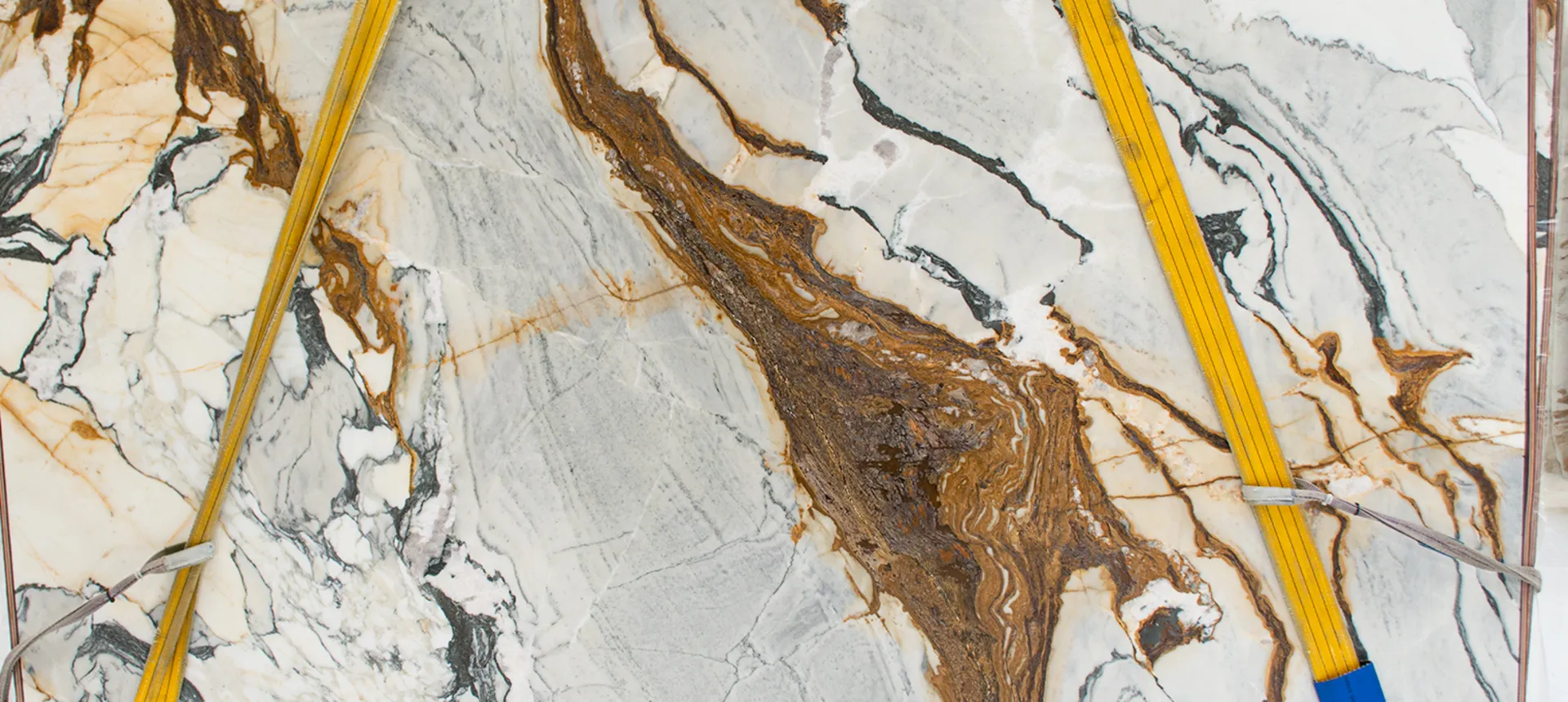 Closeup image of Calacatta Retro Grey Marble countertop slab