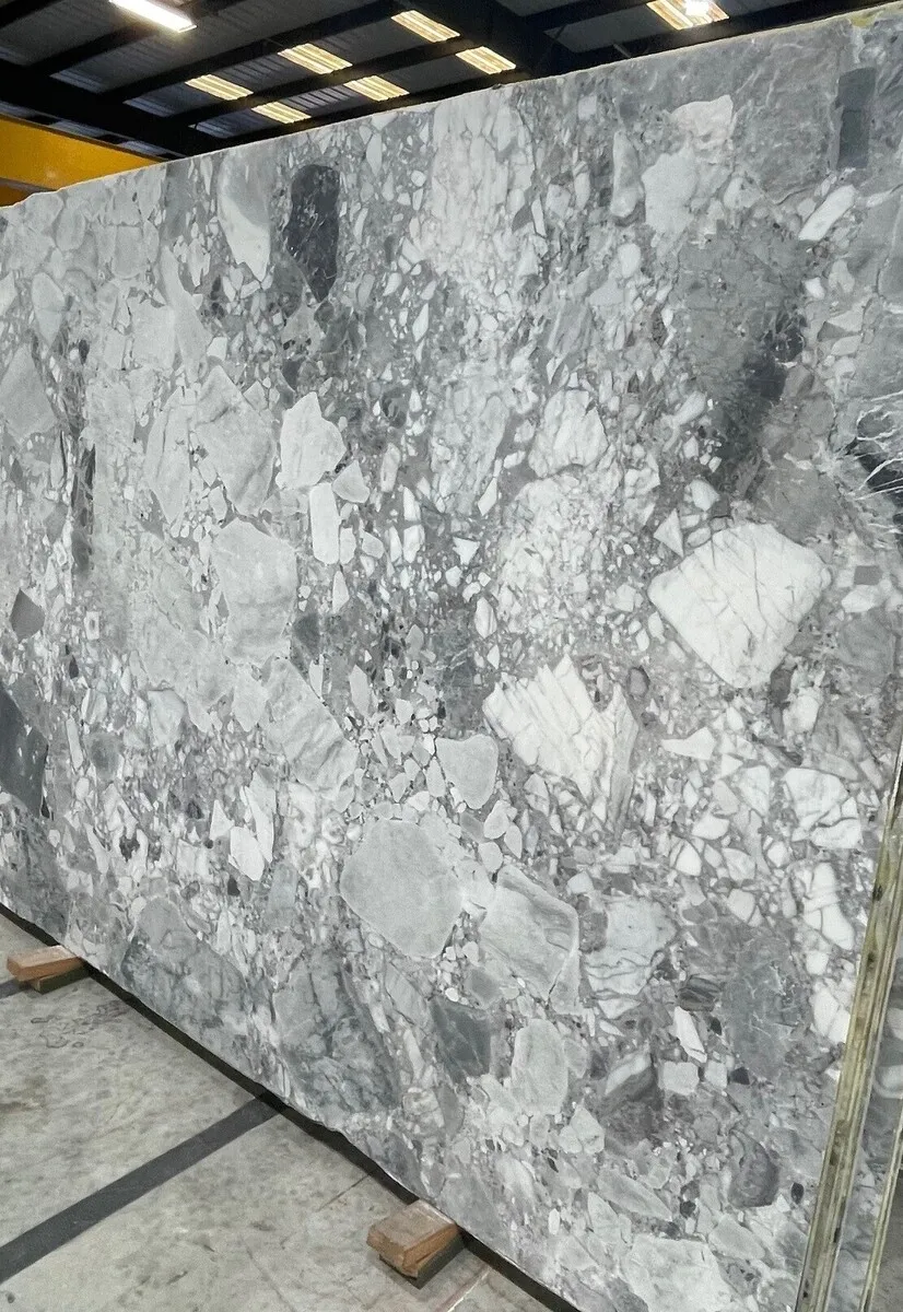Closeup image of Ceppo Grey Grey Marble countertop slab