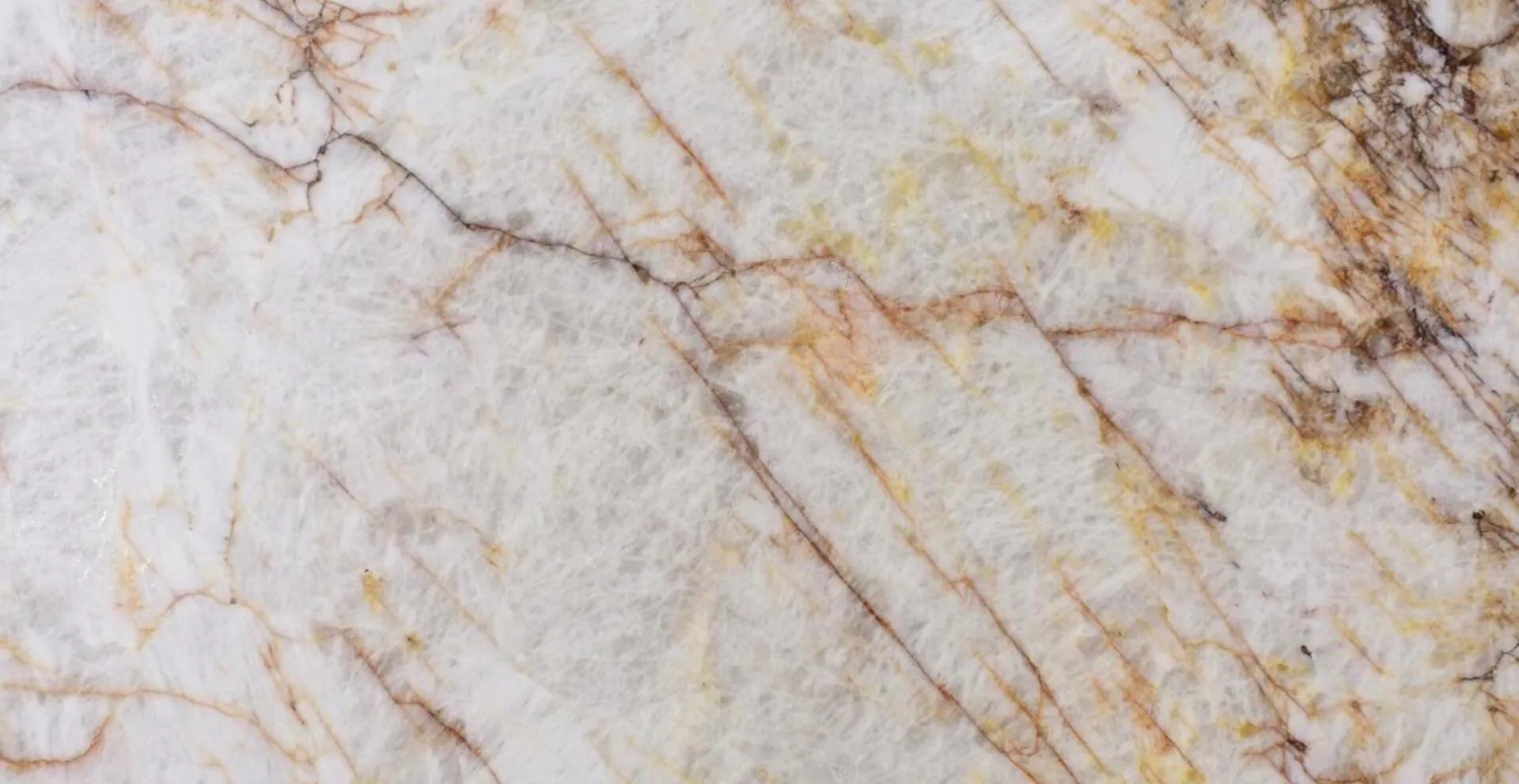 Closeup image of Cristallo Fire White Quartzite countertop slab