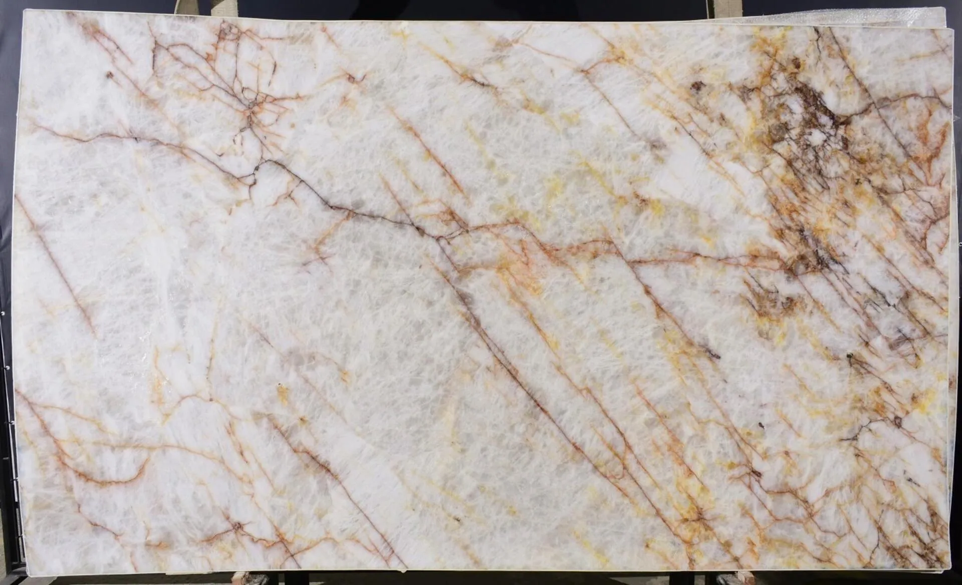 Image of Cristallo Fire White Quartzite countertop slab