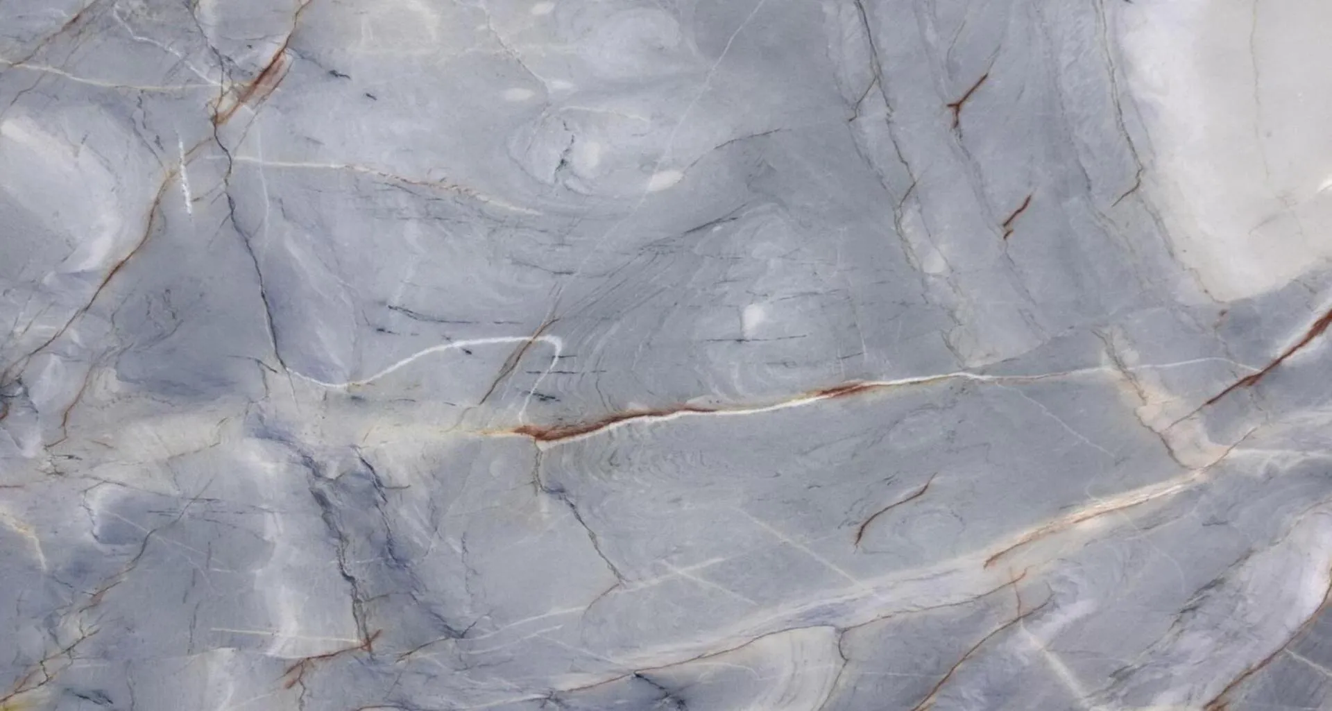 Closeup image of Mystic Blue Quartzite Grey Quartzite countertop slab