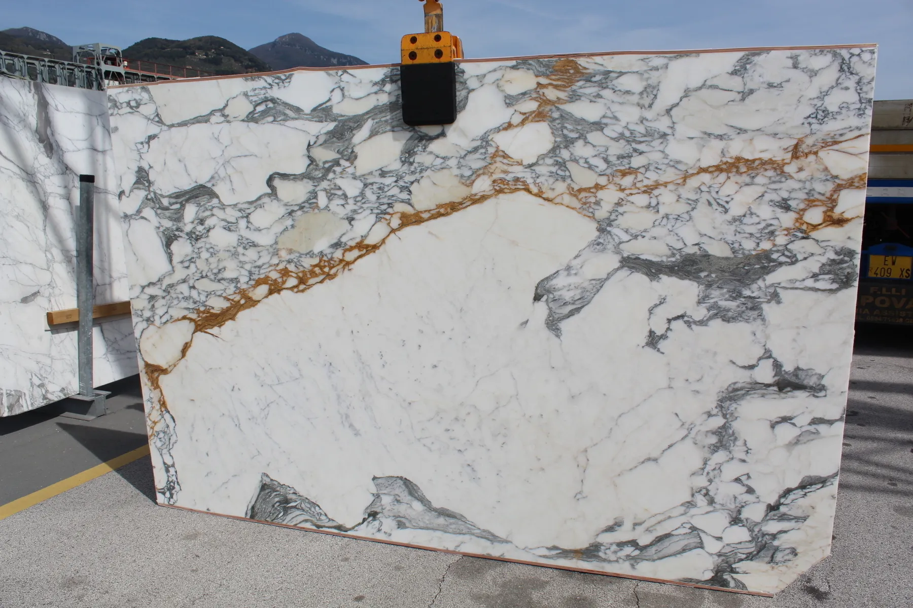 Image of Paonazzo Corchia White Marble countertop slab