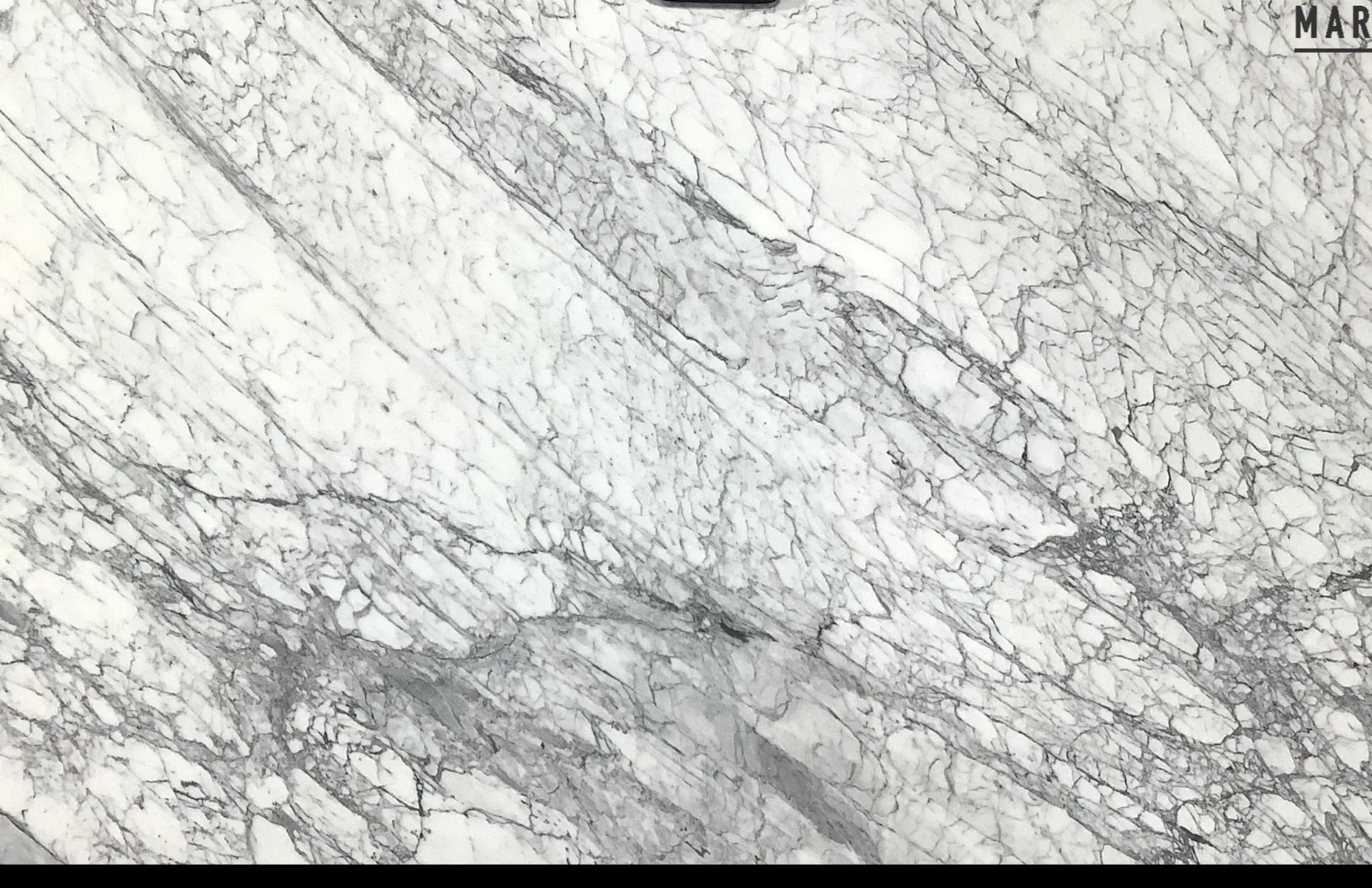 Closeup image of Statuarietto White Marble countertop slab