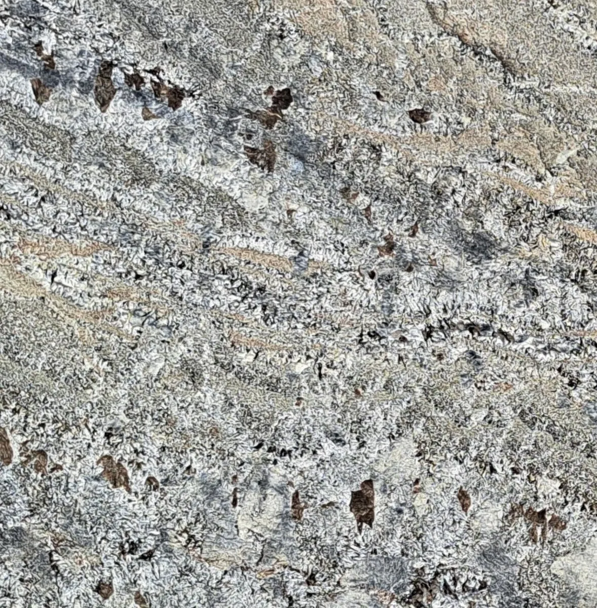 Closeup image of Araras Blue Grey Granite countertop slab