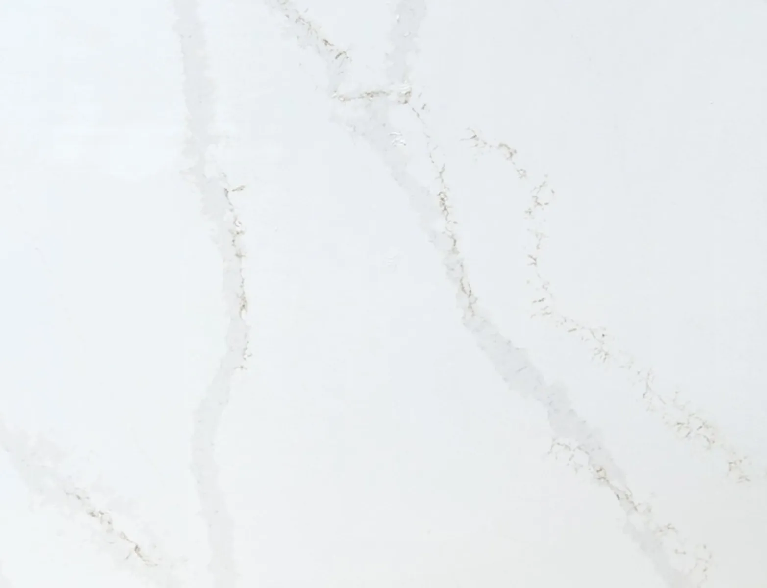 Closeup image of Opal Quartz Calacatta Gold White Quartz countertop slab