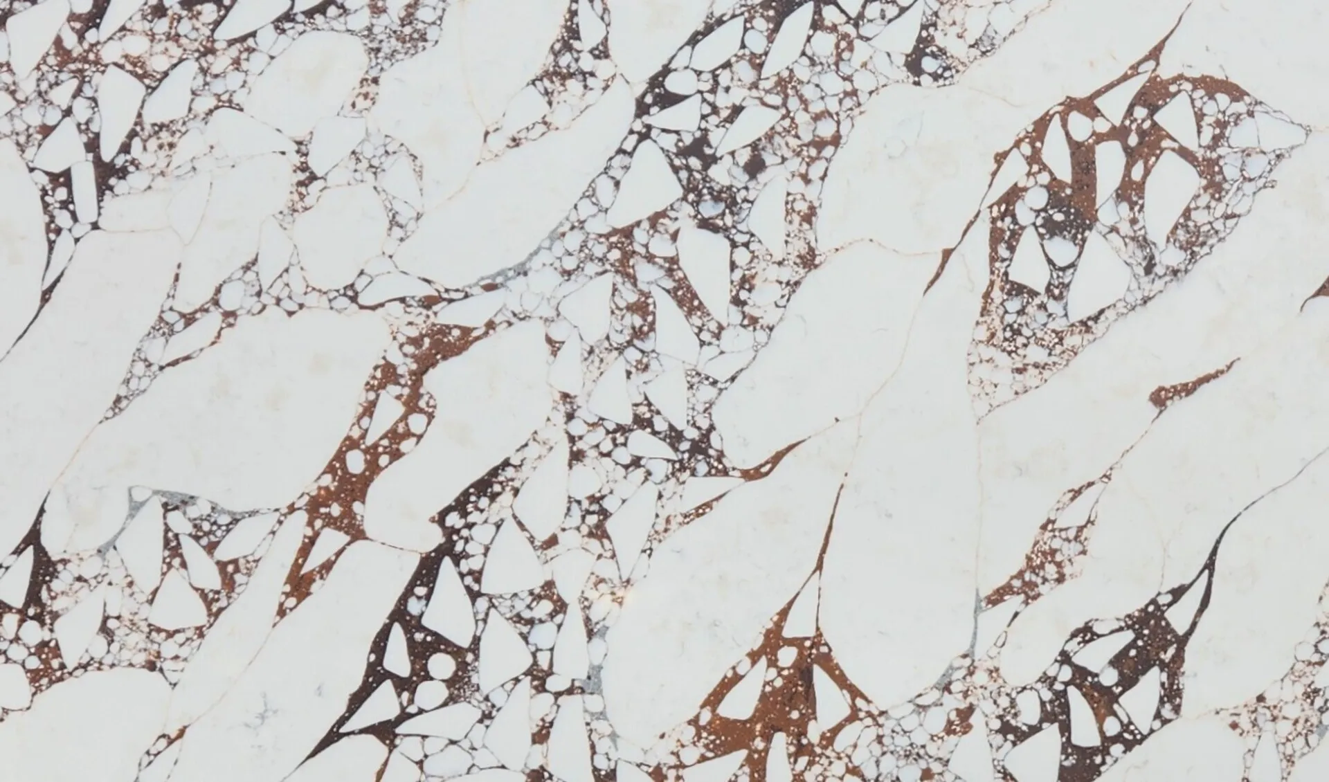 Closeup image of Opal Quartz Calacatta Viola White Quartz countertop slab