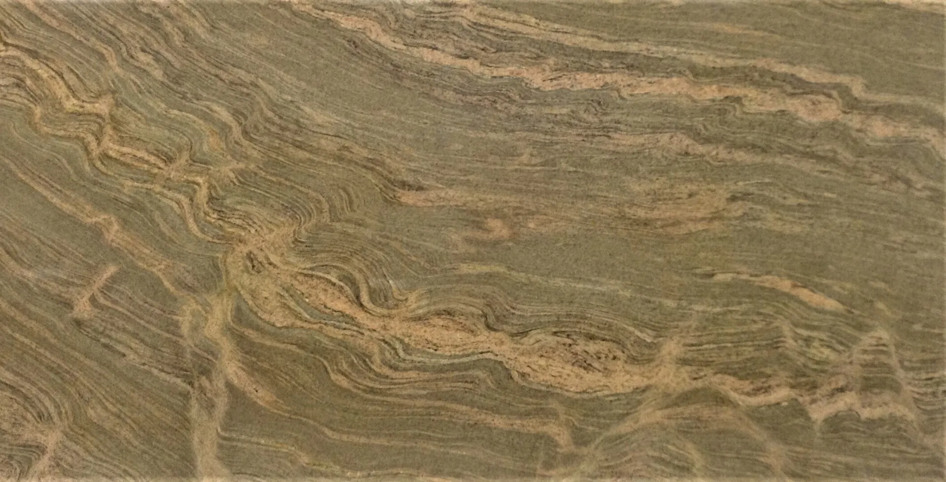 Closeup image of Colombo Gold Green Granite countertop slab