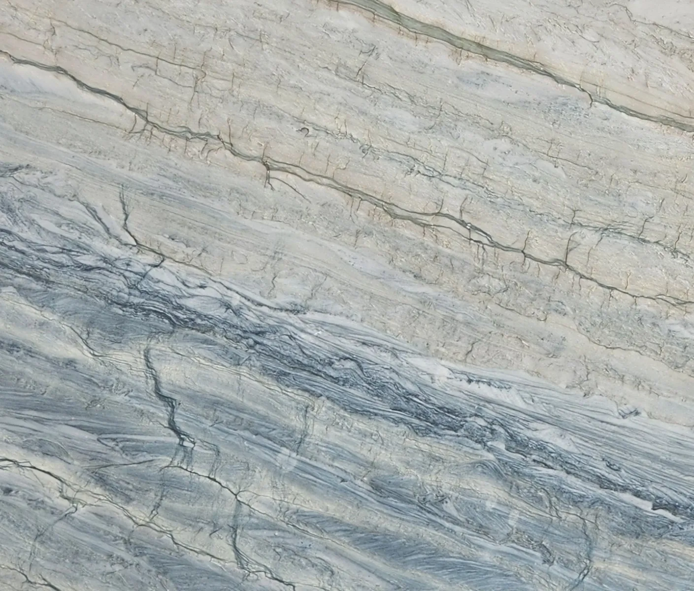 Closeup image of Ocean Blue Grey Quartzite countertop slab
