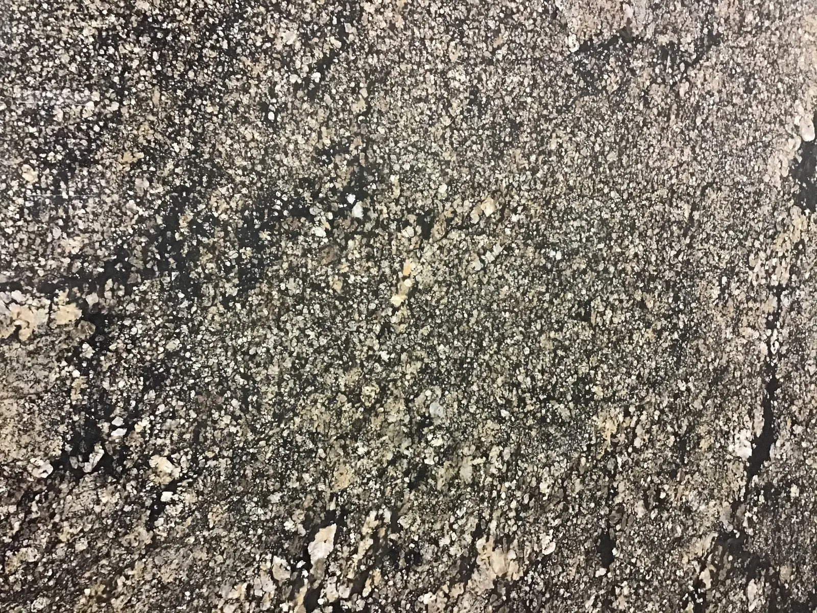Closeup image of Pegasus Gold Black Granite countertop slab