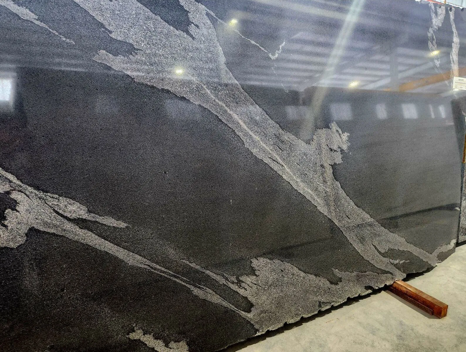 Closeup image of Pythoon Black Black Granite countertop slab