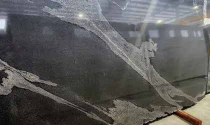 Closeup image of Pythoon Black Black Granite countertop slab Stone Countertop