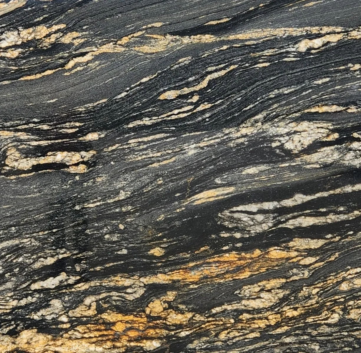 Closeup image of Titanium Black Granite countertop slab