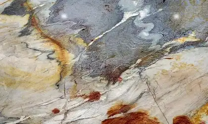 Closeup image of Botanic Blue Grey Quartzite countertop slab