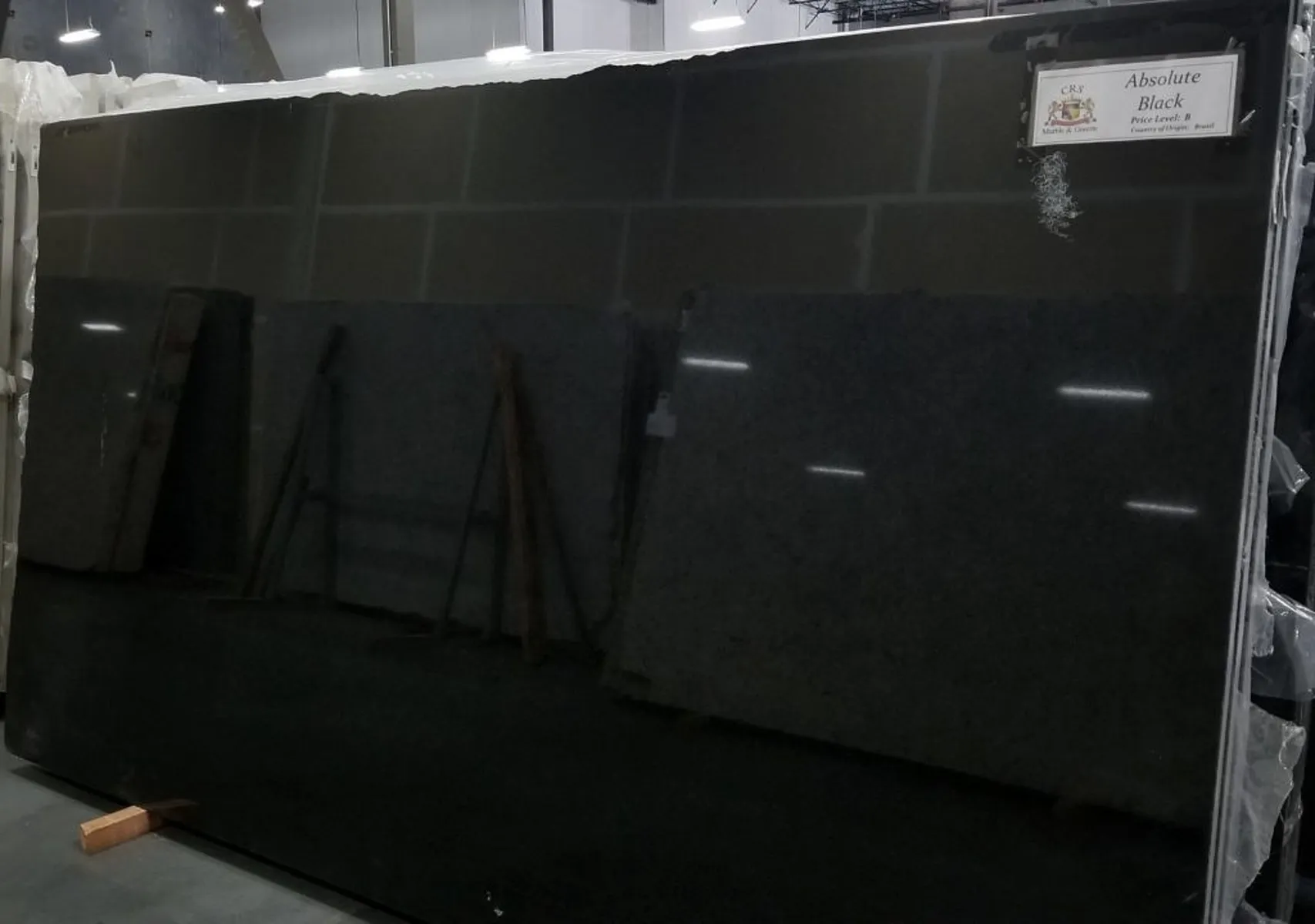 Closeup image of Absolute Black Black Granite countertop slab