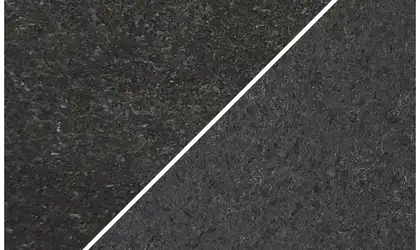 Closeup image of Black Pearl Black Granite countertop slab