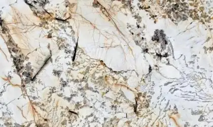 Closeup image of Blanc Du Blanc Cream Granite countertop slab Stone Countertop