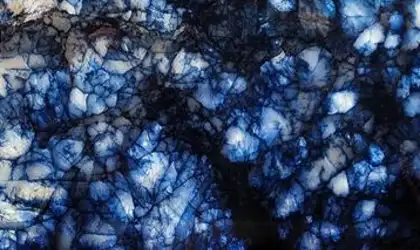 Closeup image of Blue Cristallo Blue Quartzite countertop slab