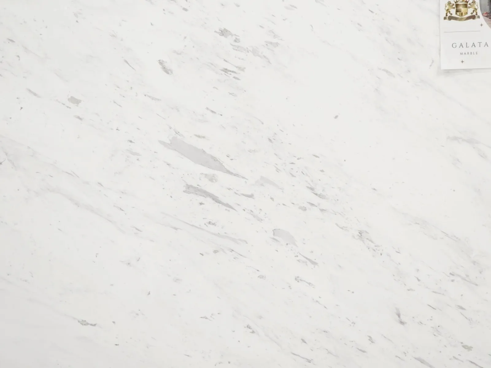 Closeup image of Galata White Marble countertop slab