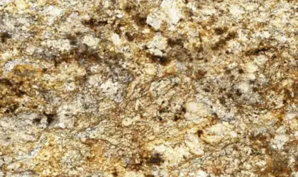 Closeup image of Golden Crystal Gold Granite countertop slab