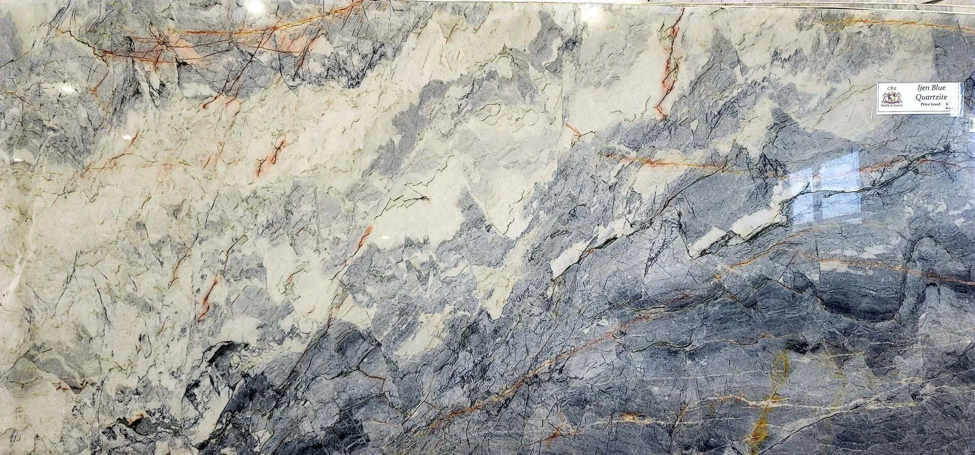 Closeup image of Ijen Blue Grey Quartzite countertop slab