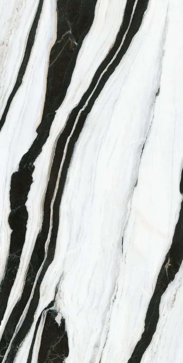 Closeup image of Infinity Panda White White Porcelain countertop slab