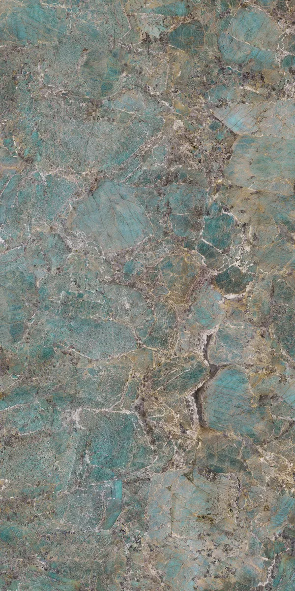 Closeup image of Infinity Santos Glam Green Porcelain countertop slab