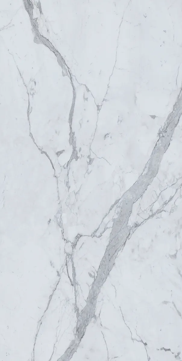 Closeup image of Infinity Statuario Principe White Porcelain countertop slab