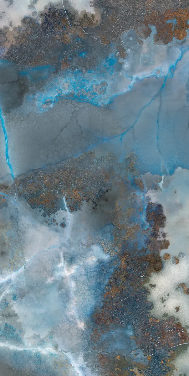 Closeup image of Infinity Thunderstorm Blue Porcelain countertop slab