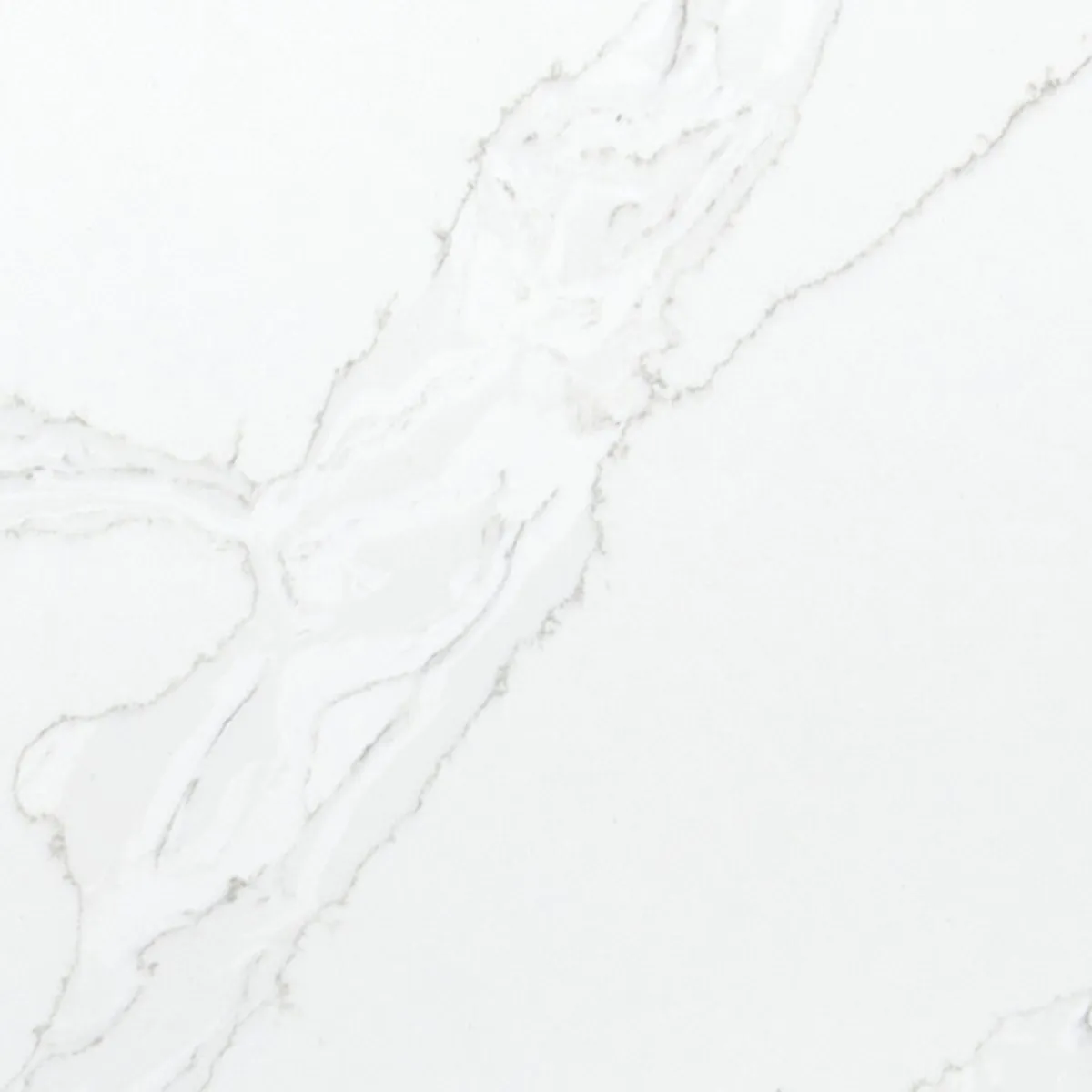 Closeup image of Viatera Calacatta Grande White Quartz countertop slab