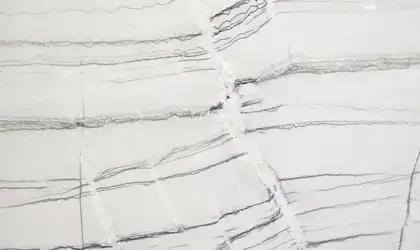 Closeup image of Luxica White Quartzite countertop slab