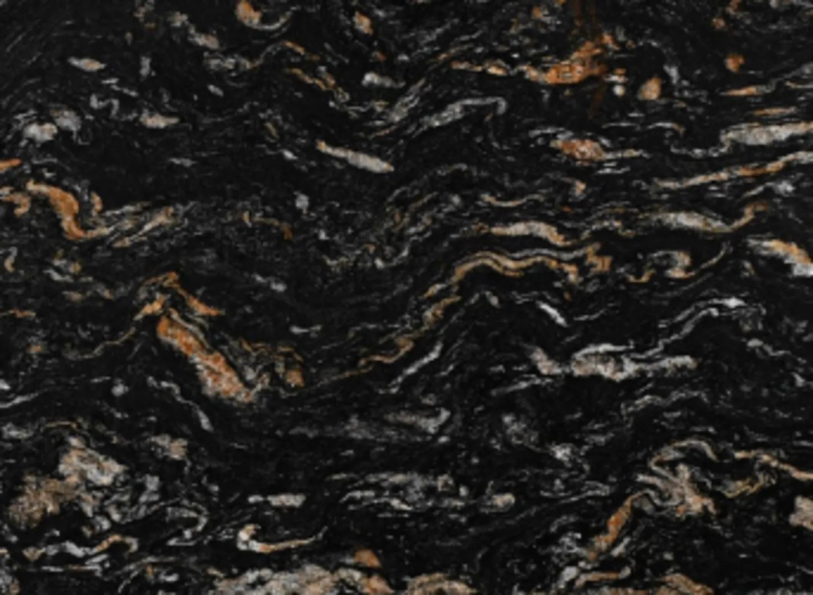 Closeup image of Magma Gold Black Granite countertop slab