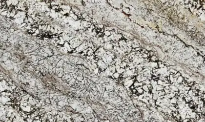 Closeup image of Normandy White Granite countertop slab