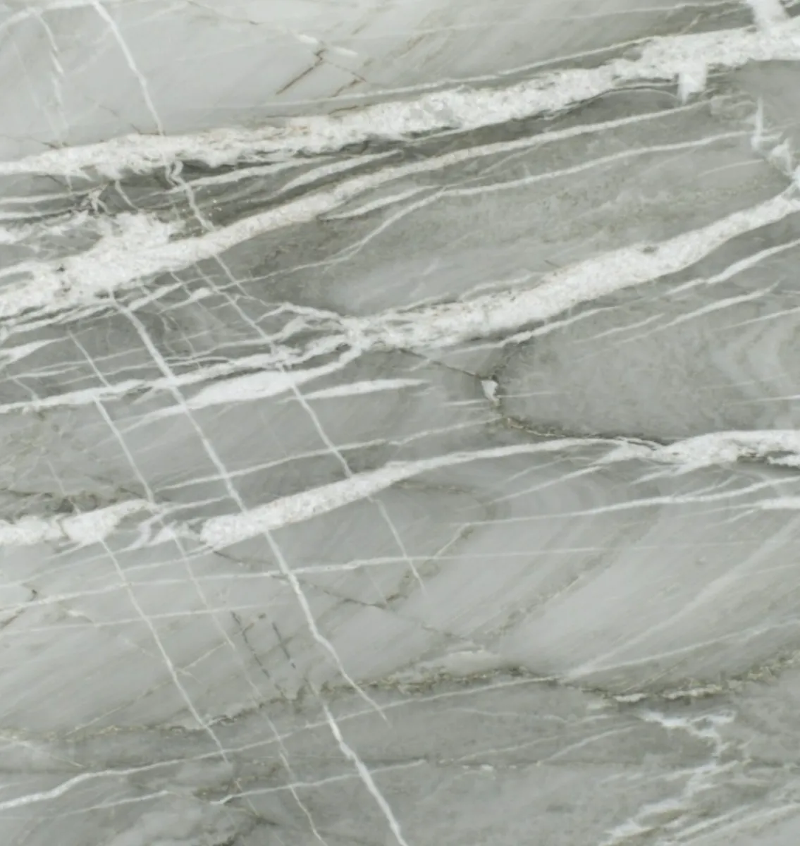 Closeup image of Nuage Grey Quartzite countertop slab