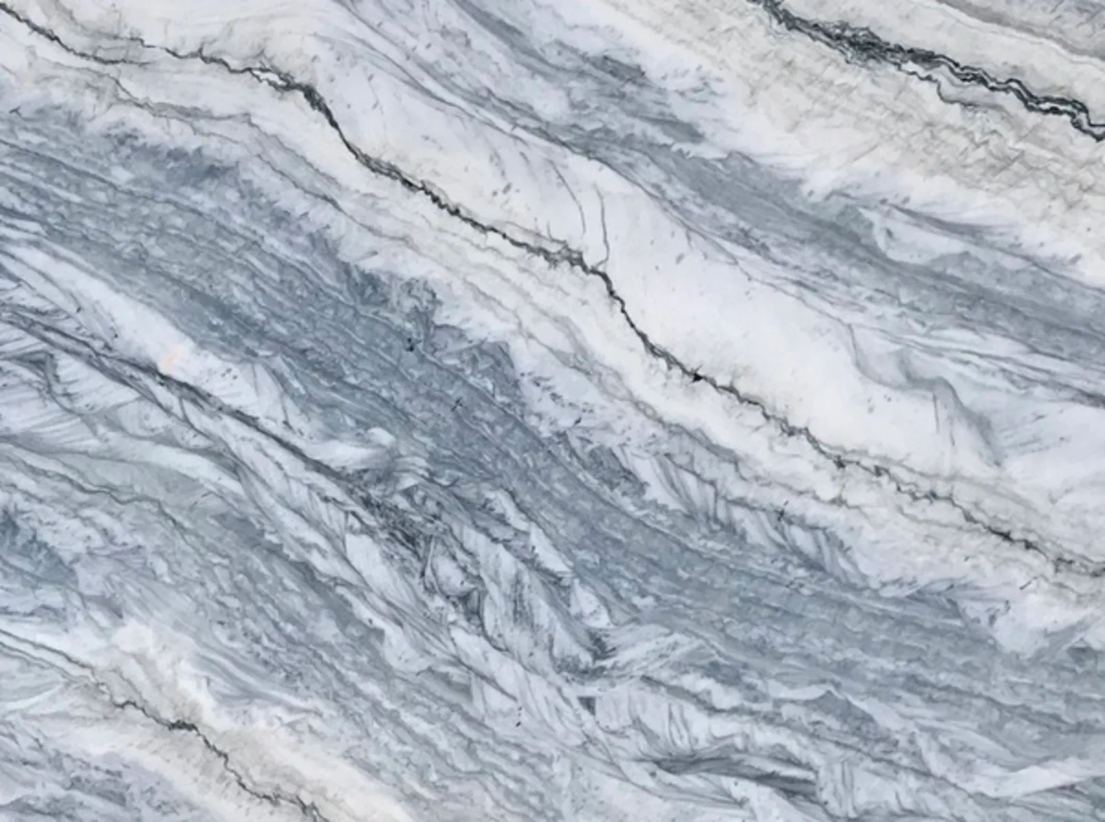 Closeup image of Stratta Blue Grey Quartzite countertop slab